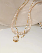 Logic Rose - Layered Rose Medallion AAA Pearl Necklace Two Set