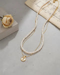 Logic Rose - Layered Rose Medallion AAA Pearl Necklace Two Set