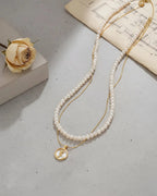 Logic Rose - Layered Rose Medallion AAA Pearl Necklace Two Set
