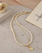Logic Rose - Layered Rose Medallion AAA Pearl Necklace Two Set