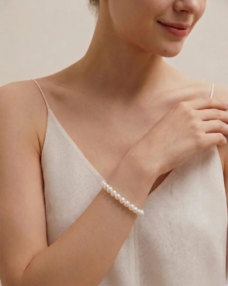 7-7.5mm White Freshwater Pearl Bracelet