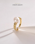 Lunira – AAA Quality Natural Freshwater Pearl Adjustable Ring | 8–8.5 mm | 18K Gold Vermeil Onepearlife