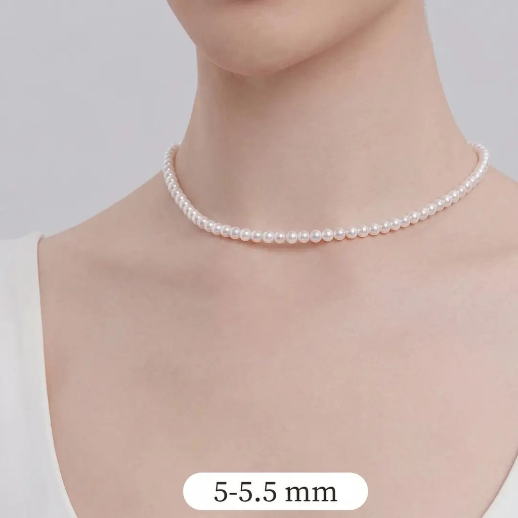 S925 Sterling Silver Pearl Choker, Lustrous Freshwater Pearls with Magnetic Clasp