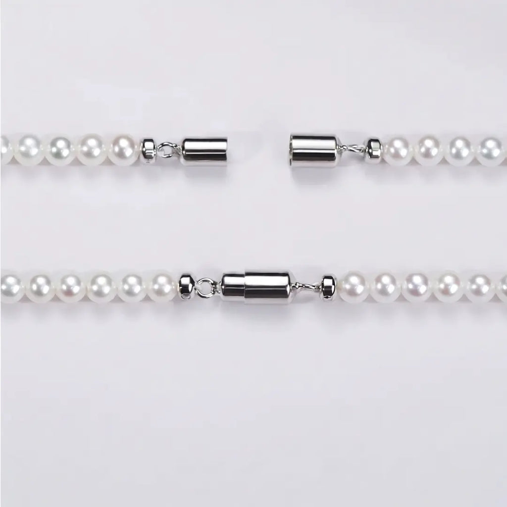 S925 Sterling Silver Pearl Choker, Lustrous Freshwater Pearls with Magnetic Clasp