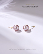 Vina – 18K Solid Gold Natural Purple Edison Pearl Studs