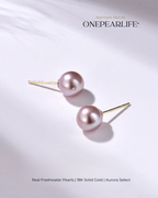 Vina – 18K Solid Gold Natural Purple Edison Pearl Studs
