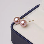 Vina – 18K Solid Gold Natural Purple Edison Pearl Studs