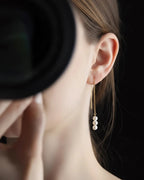 Lyra –  AAA Natural Freshwater Triple Pearl Threader Earrings | 18K Solid Gold