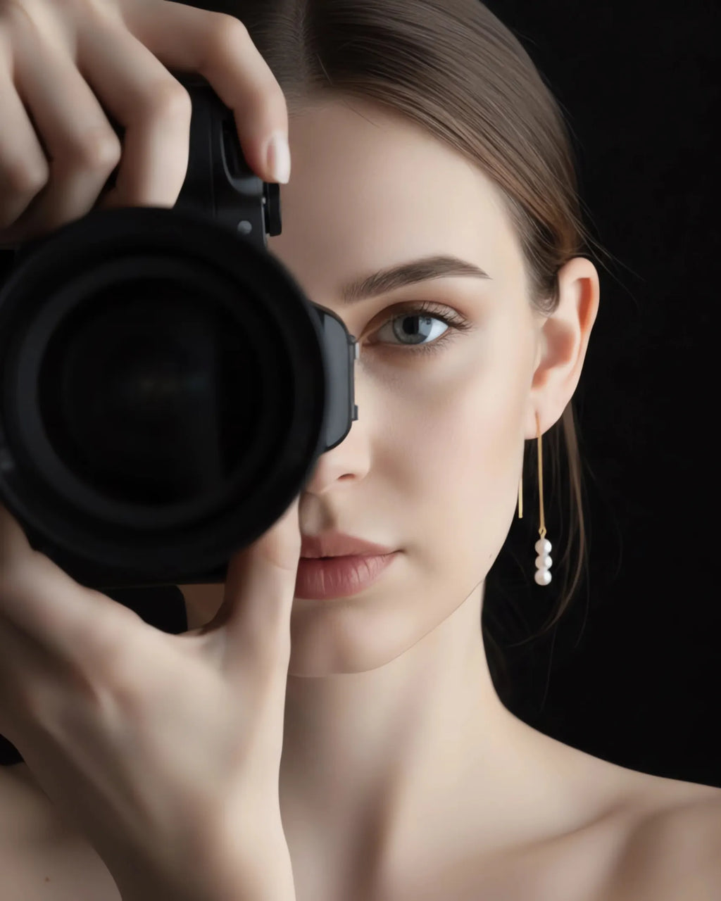 Lyra –  AAA Natural Freshwater Triple Pearl Threader Earrings | 18K Solid Gold