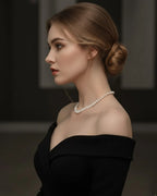 Lyrielle - Wheat Ear Baroque Pearl Offset Necklace 5-6mm 925 Sterling Silver