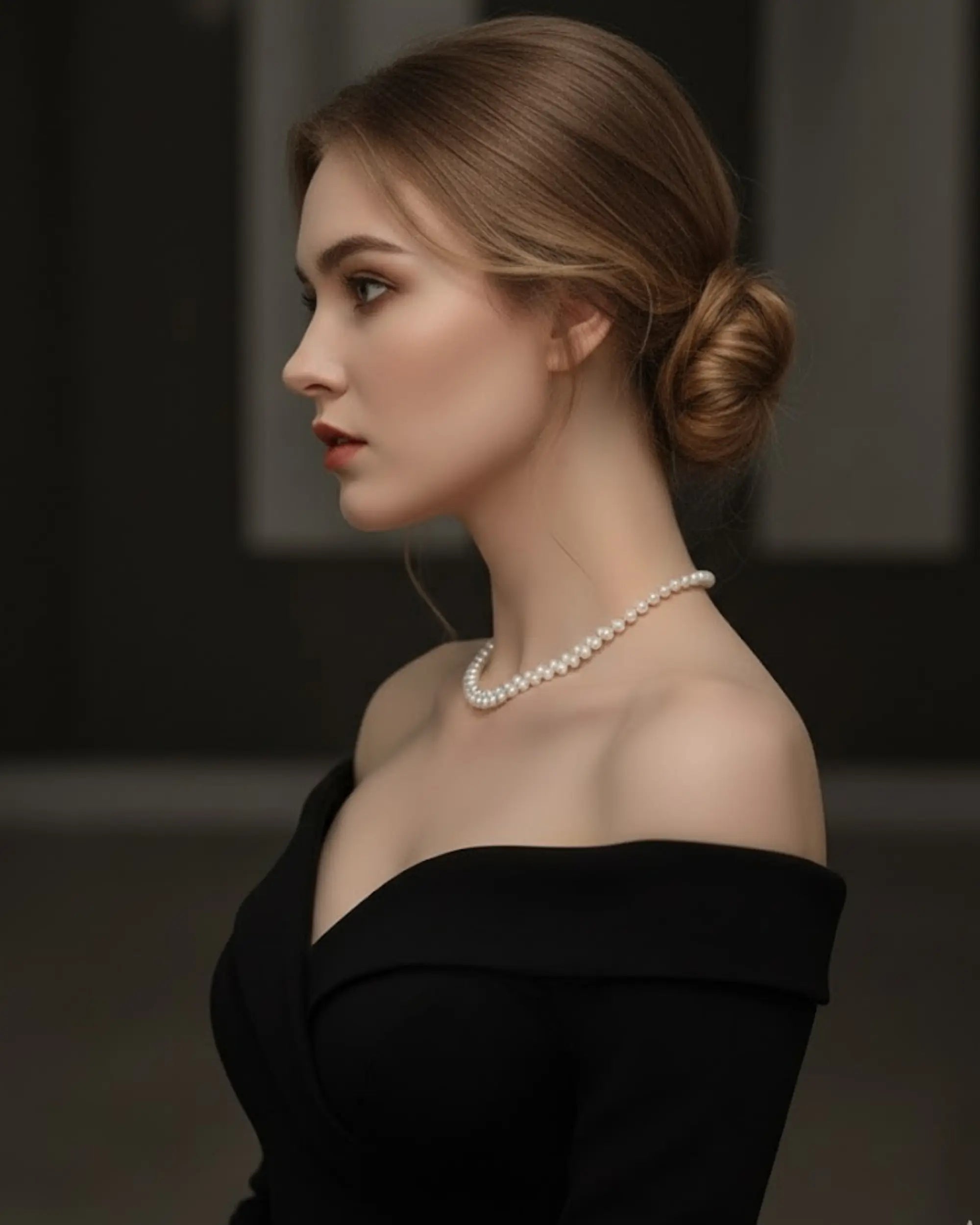 Lyrielle - Wheat Ear Baroque Pearl Offset Necklace 5-6mm 925 Sterling Silver