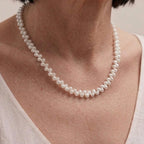 Baroque Pearl Wheat Necklace, 5-6mm Vintage Inspired White Pearl Jewelry