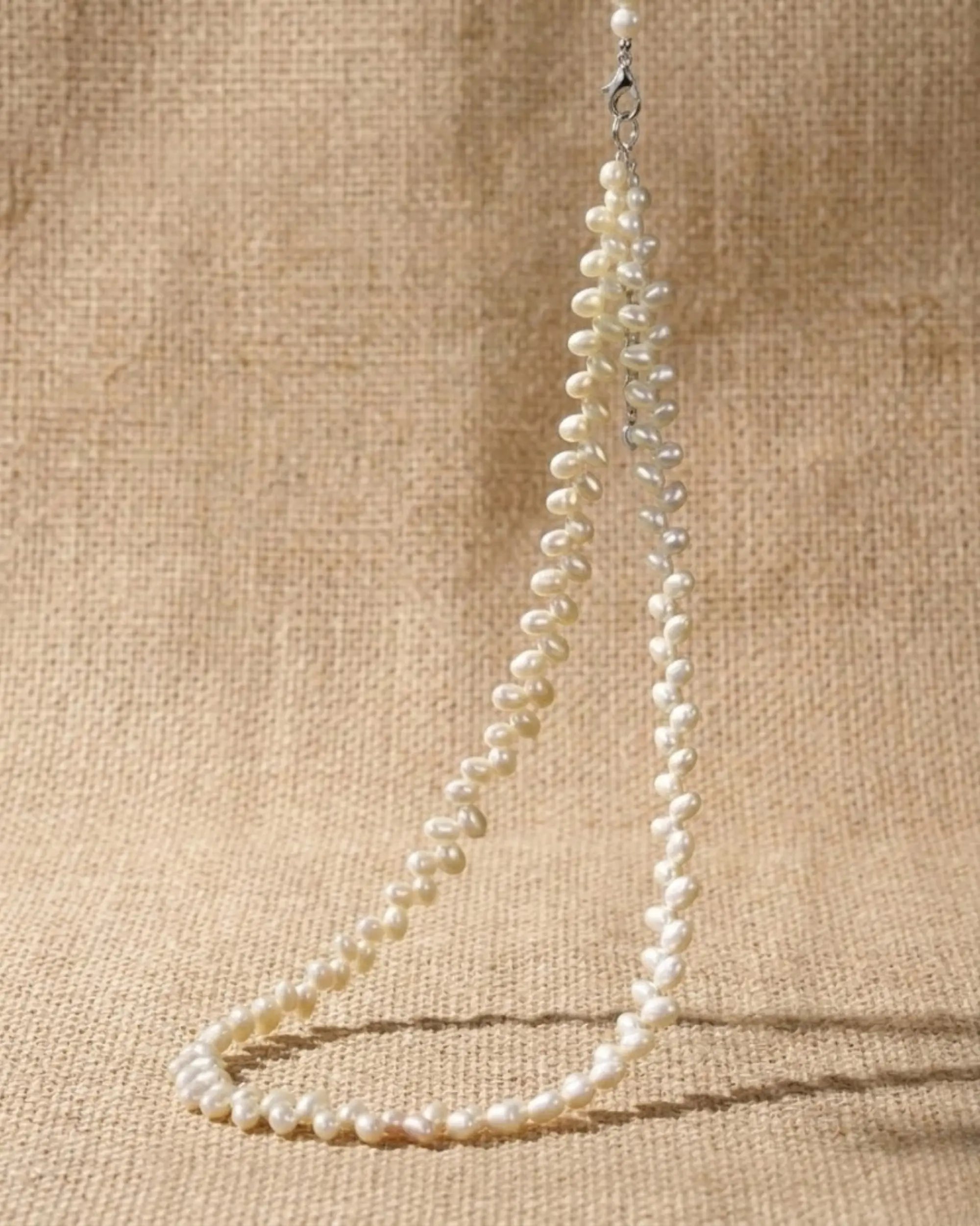 5-6mm Vintage Wheat Motif Baroque Pearl Necklace