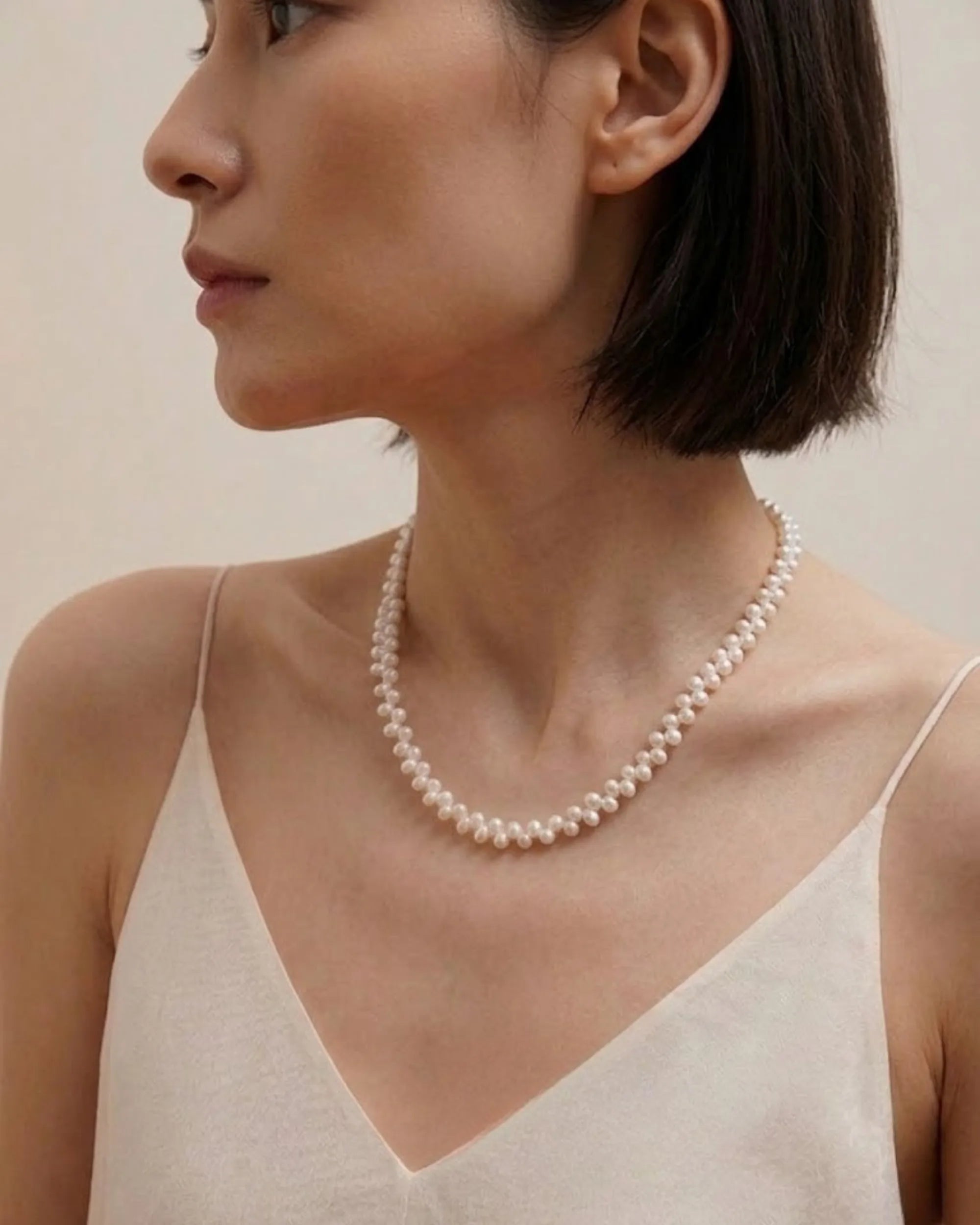 5-6mm Vintage Wheat Motif Baroque Pearl Necklace