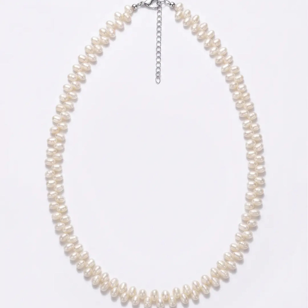 Baroque Pearl Wheat Necklace, 5-6mm Vintage Inspired White Pearl Jewelry