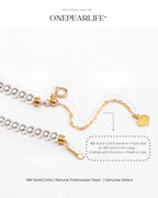 Solid 18K Gold Untreated Freshwater Pearl Station Necklace, 5-7.5mm Dainty Jewelry