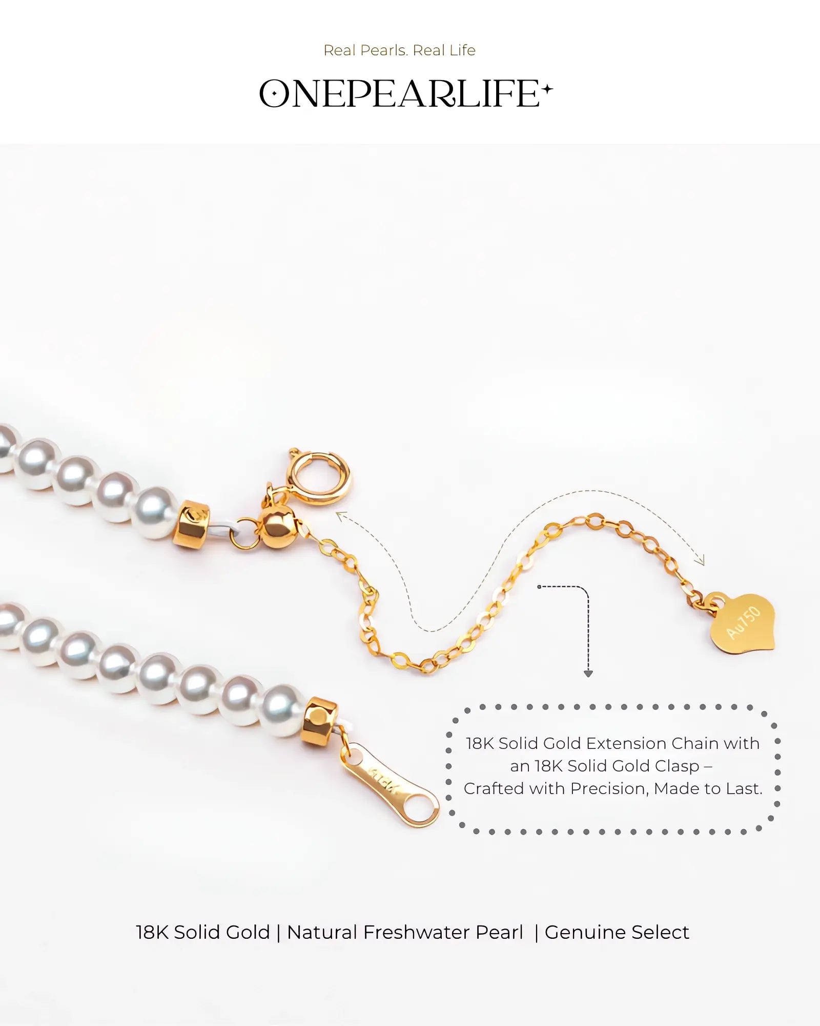 Maren – Rhythmic AAA Pearl With 18K Solid Gold Pearl Necklace