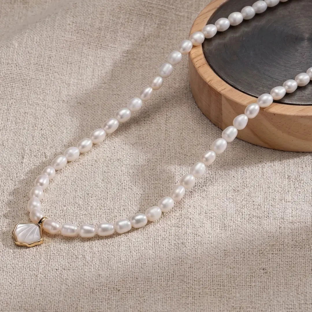 4-5mm Shell White Freshwater Pearl Necklace