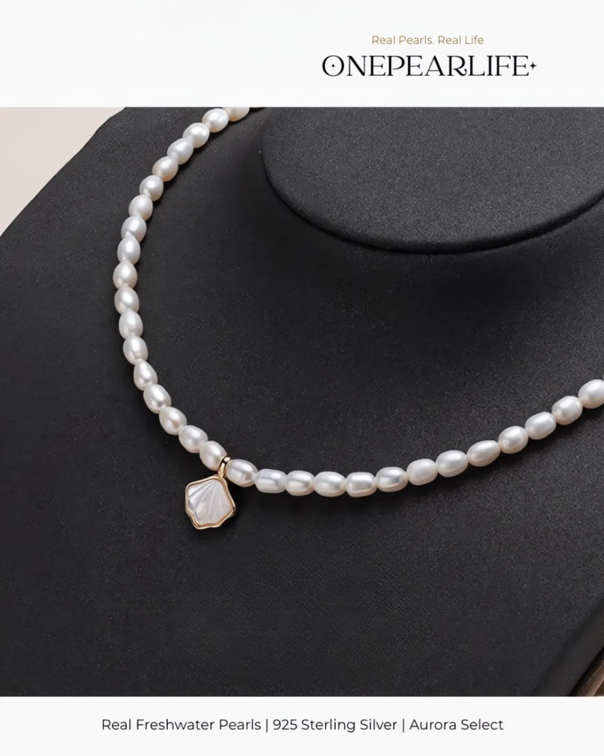 Marina – Soft-Hued AAA Rice-Shaped Natural Pearl Shell Pendant Necklace