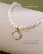 Marina – AAA Quality Rice-Shaped Aurora Natural Freshwater Pearl Bracelet | 4–4.5 mm | 18K Gold Vermeil Onepearlife