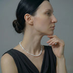 Baroque Petal Pearl Pendant Necklace, S925 Sterling Silver Organic Pearl Jewelry