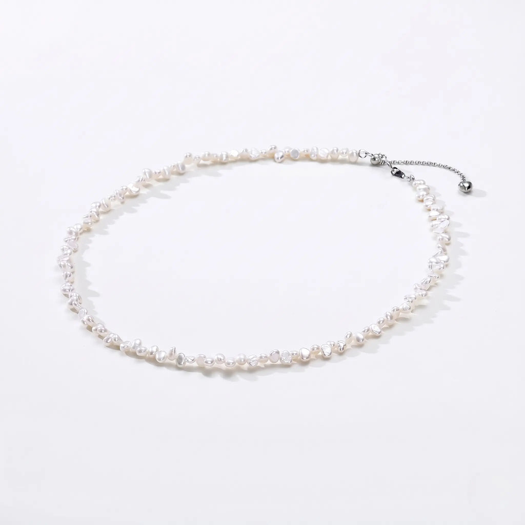 Baroque Petal Pearl Pendant Necklace, S925 Sterling Silver Organic Pearl Jewelry