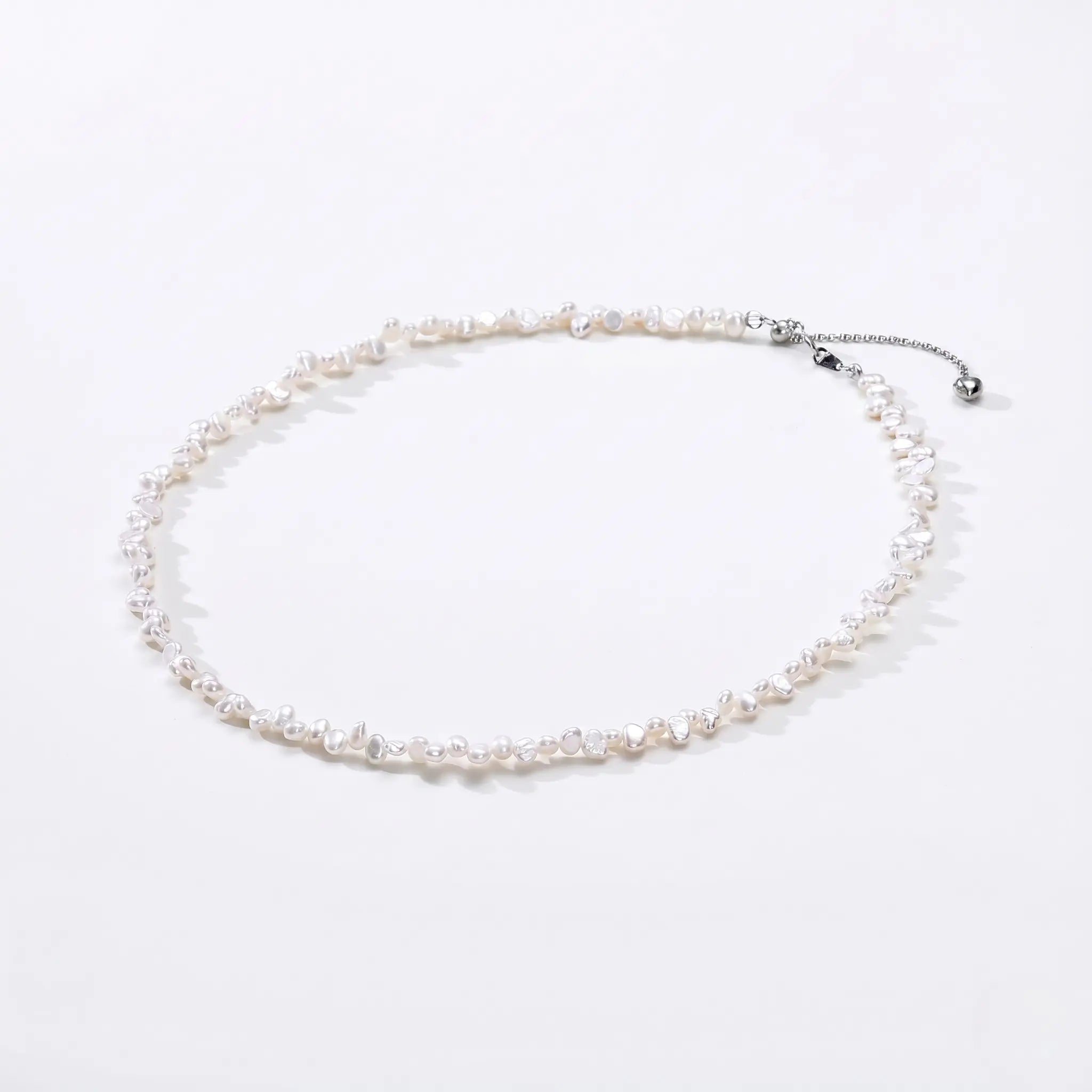 Baroque Petal Pearl Pendant Necklace, S925 Sterling Silver Organic Pearl Jewelry