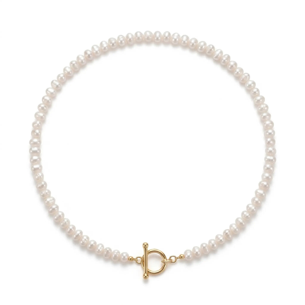 Mini Baroque Pearl Necklace with Toggle Clasp - Dainty 3-3.5mm Tiny Freshwater Pearl Choker