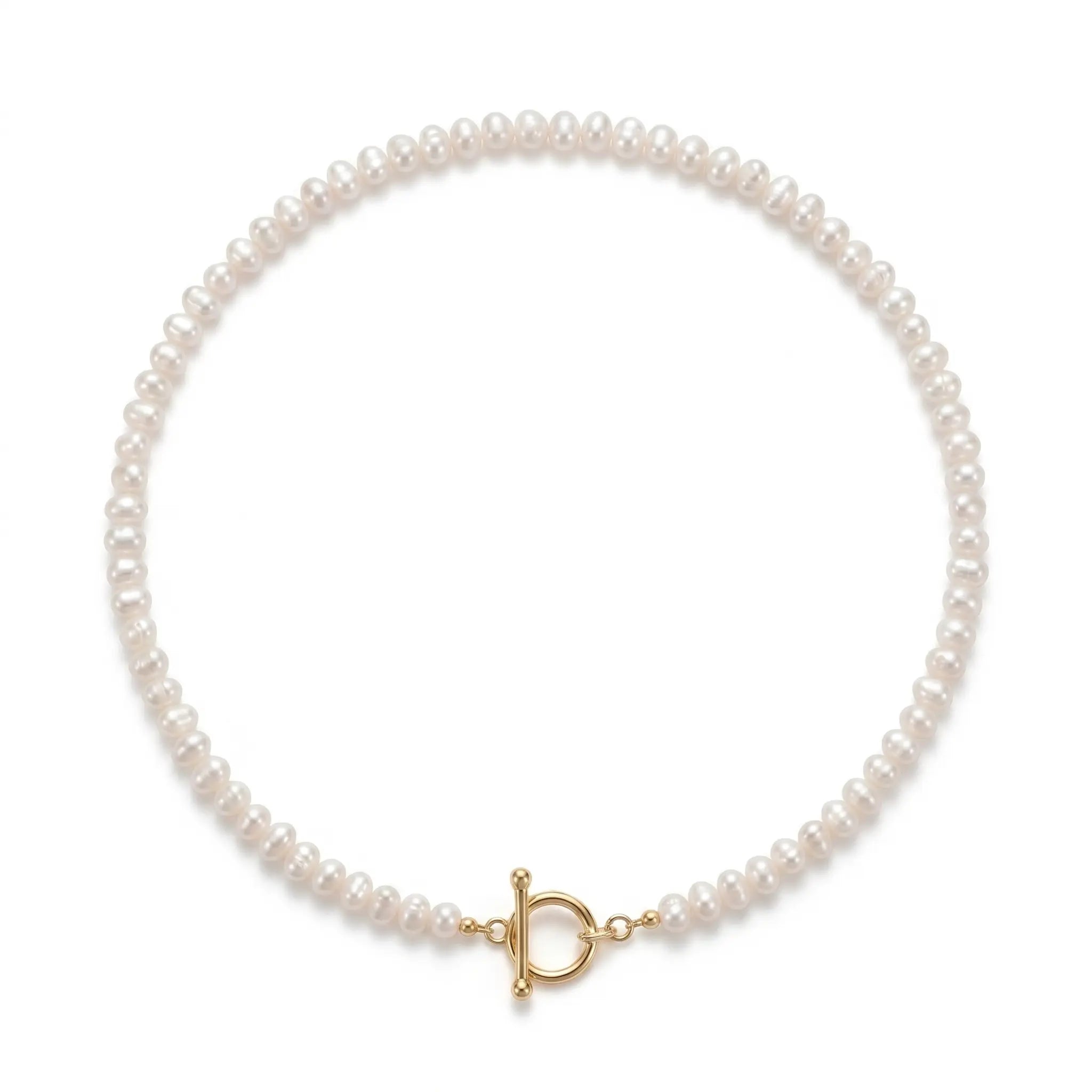 Mini Baroque Pearl Necklace with Toggle Clasp - Dainty 3-3.5mm Tiny Freshwater Pearl Choker