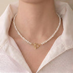 Mini Baroque Pearl Necklace with Toggle Clasp - Dainty 3-3.5mm Tiny Freshwater Pearl Choker
