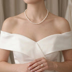 Minimalist Bridal Wedding Pearl Necklace, 7-9.5mm Genuine White Freshwater Pearl Jewelry