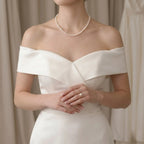 Minimalist Bridal Wedding Pearl Necklace, 7-9.5mm Genuine White Freshwater Pearl Jewelry