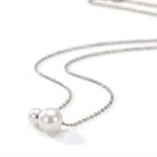 Minimalist Double Pearl Necklace, 925 Sterling Silver Freshwater Pearl Pendant, Dainty Bridesmaid Jewelry Gift for Her