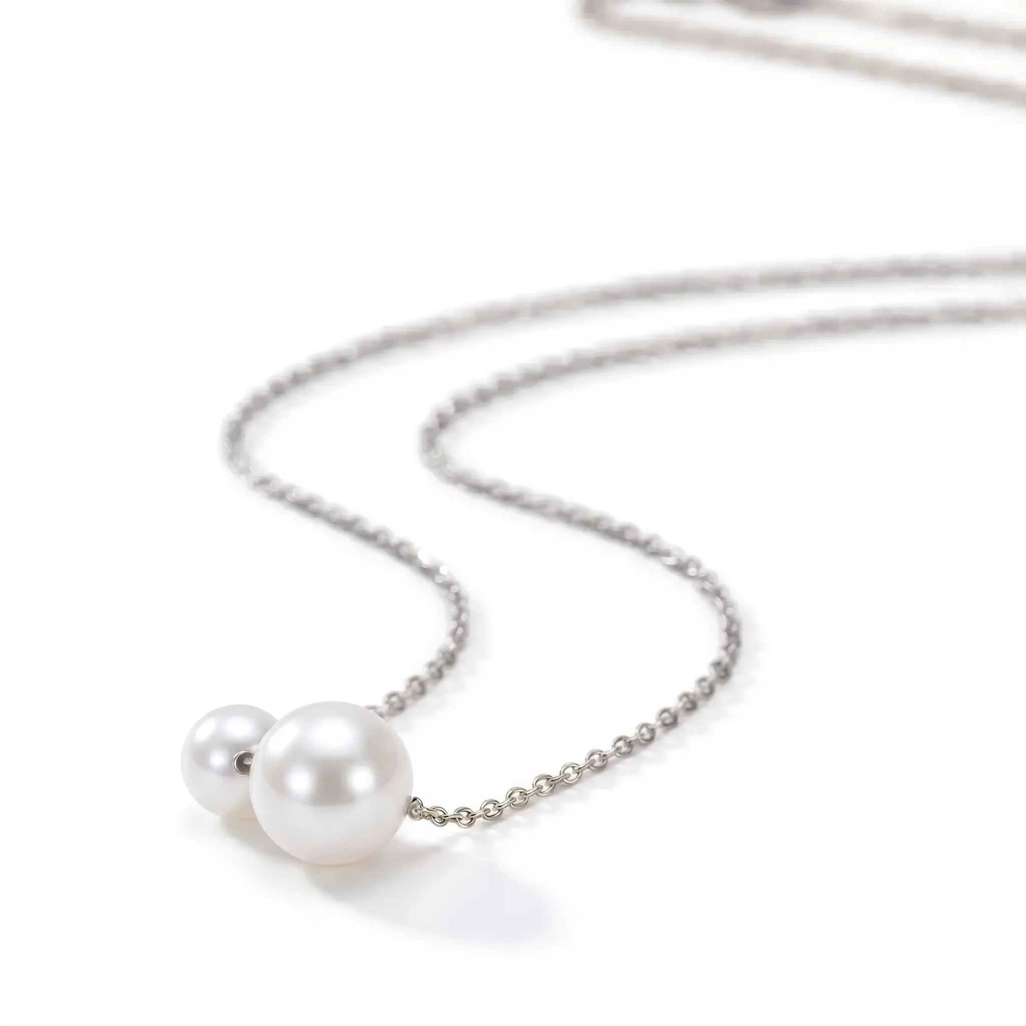 Minimalist Double Pearl Necklace, 925 Sterling Silver Freshwater Pearl Pendant, Dainty Bridesmaid Jewelry Gift for Her