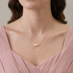 Minimalist Double Pearl Necklace, 925 Sterling Silver Freshwater Pearl Pendant, Dainty Bridesmaid Jewelry Gift for Her