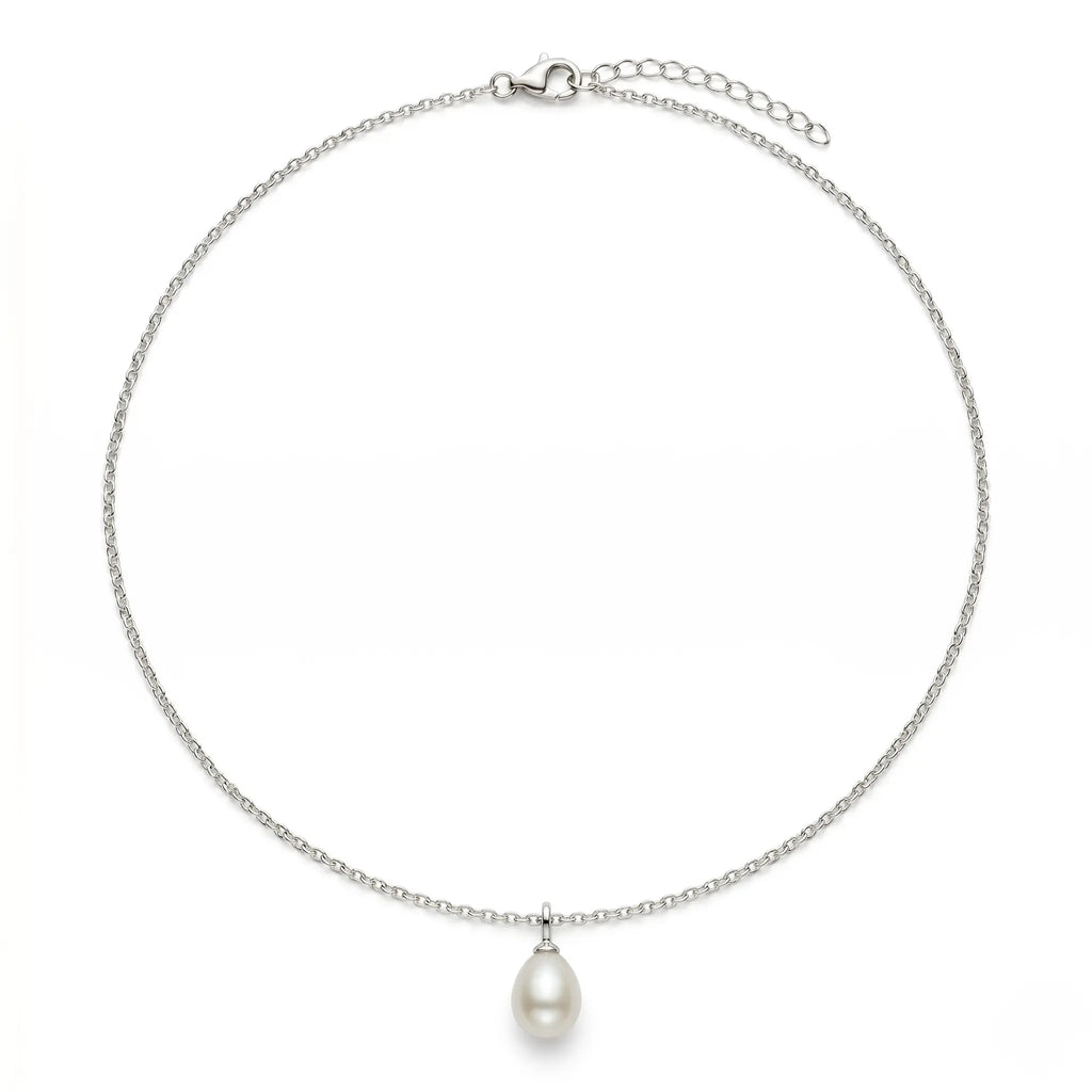 Minimalist Teardrop Pearl Necklace, 925 Sterling Silver Single Drop Pearl Pendant, Dainty Bridesmaid Jewelry Gift for Her