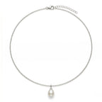 Minimalist Teardrop Pearl Necklace, 925 Sterling Silver Single Drop Pearl Pendant, Dainty Bridesmaid Jewelry Gift for Her
