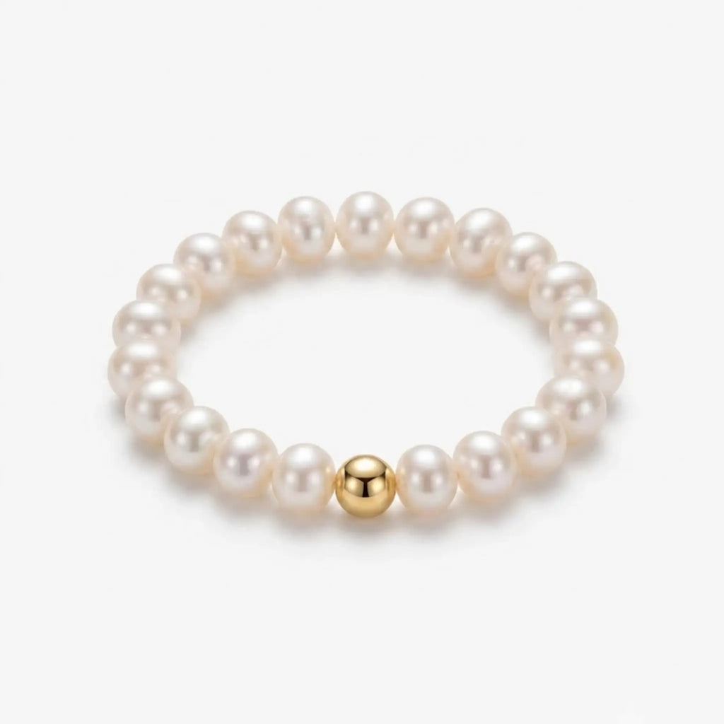 3-3.5mm Tiny Pearl Beaded Ring with 18K Gold Bead