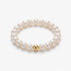 3-3.5mm Tiny Pearl Beaded Ring with 18K Gold Bead
