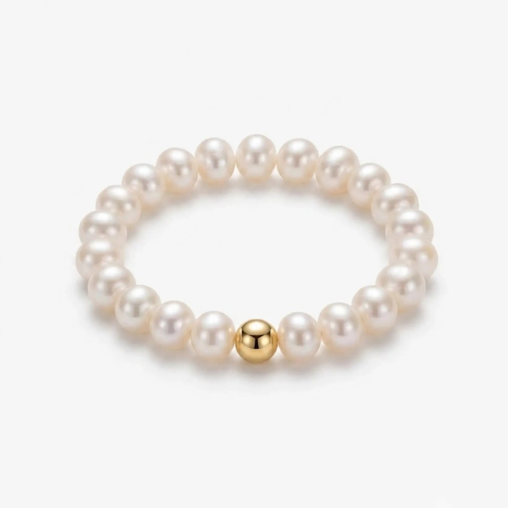 3-3.5mm Tiny Pearl Beaded Ring with 18K Gold Bead