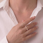3-3.5mm Tiny Pearl Beaded Ring with 18K Gold Bead