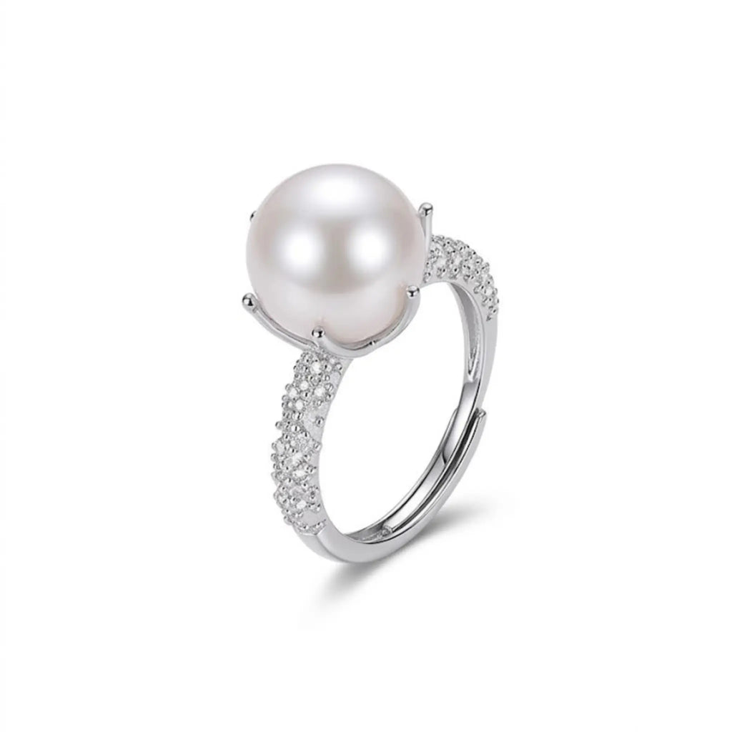 9-9.5mm White Freshwater Adjustable Pearl Ring