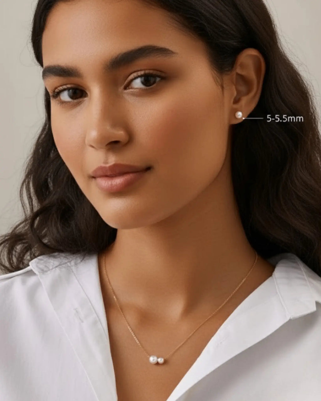 Nina – AAA Grade Luminous White Freshwater Pearl Stud Earrings 18K Solid Gold