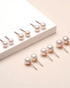 Nina – AAA Grade Luminous White Freshwater Pearl Stud Earrings 18K Solid Gold