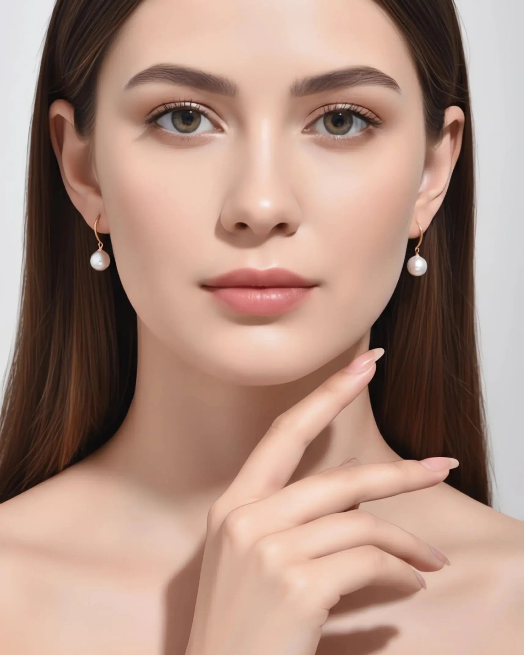 Nora – AAA Natural Freshwater White Pearl Hook Earrings | 18K Solid Gold