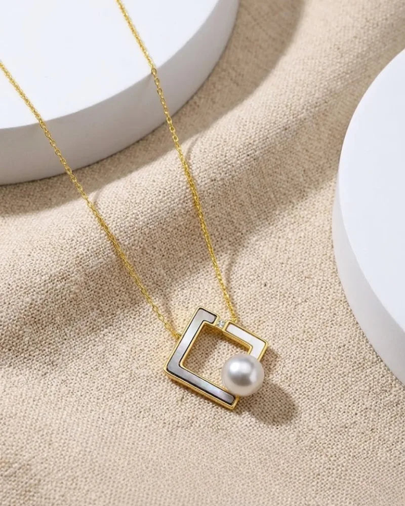 7-7.5mm Modern Geometric Freshwater Pearl Pendant
