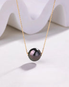 Obsidiana – AAA+ Tahitian Black Pearl Pendant 18K Solid Gold