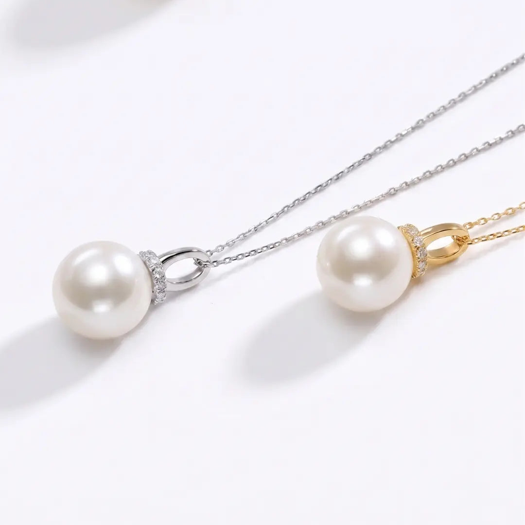 10-10.5mm Large Freshwater Pearl Pendant, Minimalist Round Pearl Jewelry