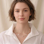 Organic 18K Solid Gold Baroque Pearl Station Necklace