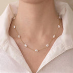 Organic 18K Solid Gold Baroque Pearl Station Necklace